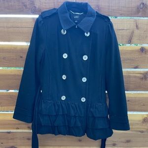 Express Peacoat with Ruffle